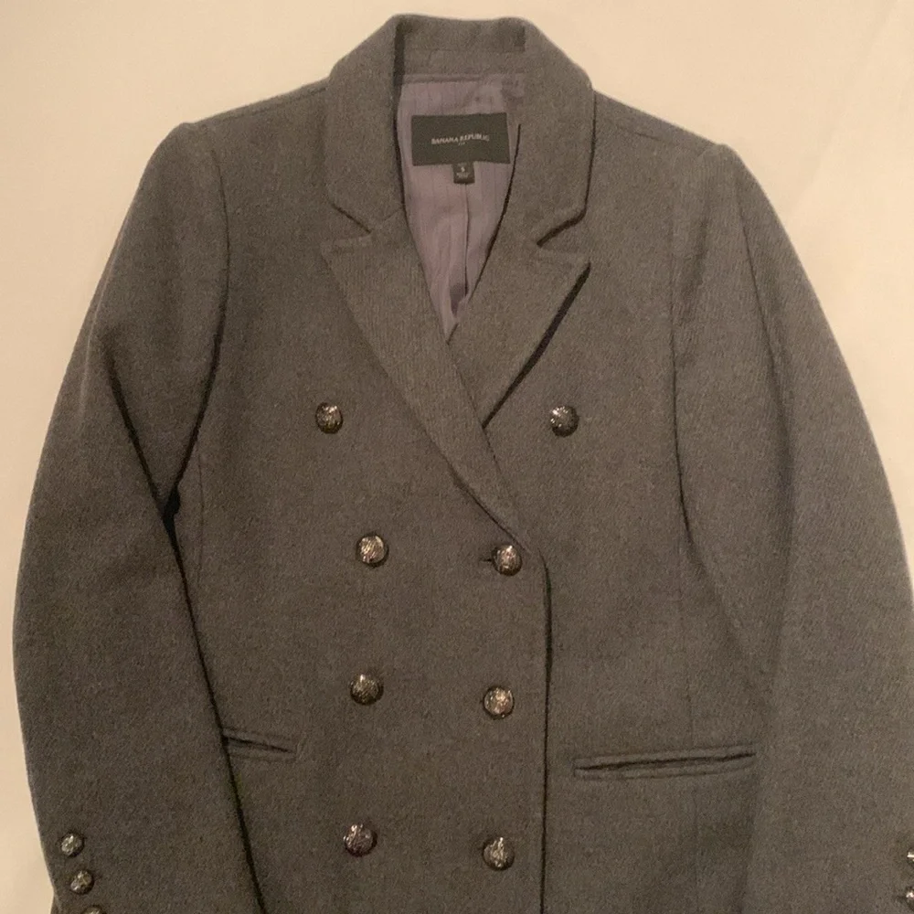 Banana Republic double breasted wool blend coat sz petite small - Picture 2 of 8